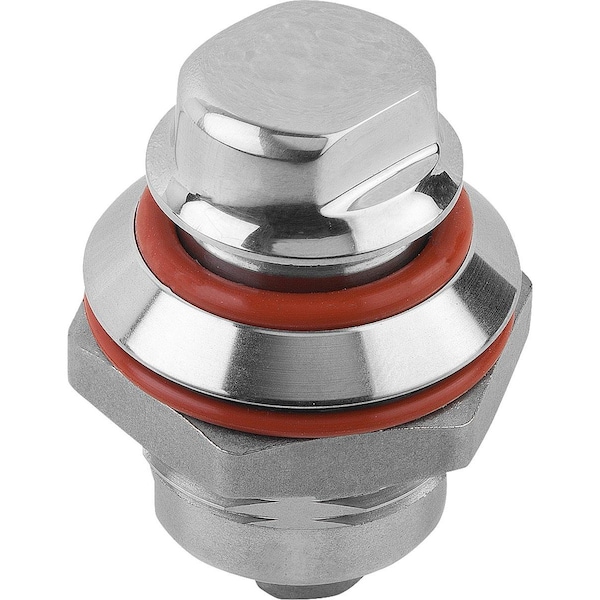 Quarter-Turn Lock D=28 Stainless Steel 1.4404, Comp:Silicon, Comp:Red, Sw=13
